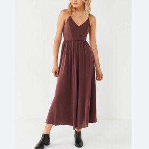 Silence + Noise Jumpsuit Large Culottes Molly Cupro Maroon